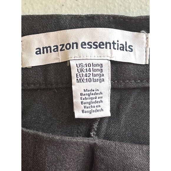 Amazon Essentials Gray Slim-Fit Stretch Mid-Rise Dress Pants Size 10L Office - Picture 3 of 8